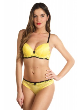 Louay Jaune - Ensemble soutien-gorge / string