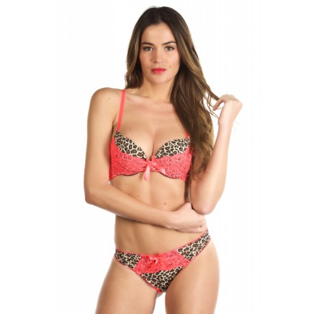 Offrante Corail - Ensemble soutien-gorge / string